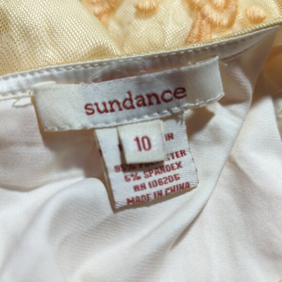 Sundance Sleeveless Midi Dress Yellow Mesh Embroidery Boho Bohemian Size 10 - Picture 6 of 7
